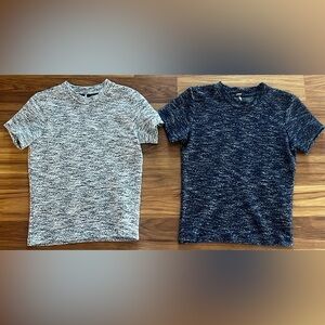 Bundle of 2 Free People Marled Mock Neck T-Shirt Black and Blue Size S